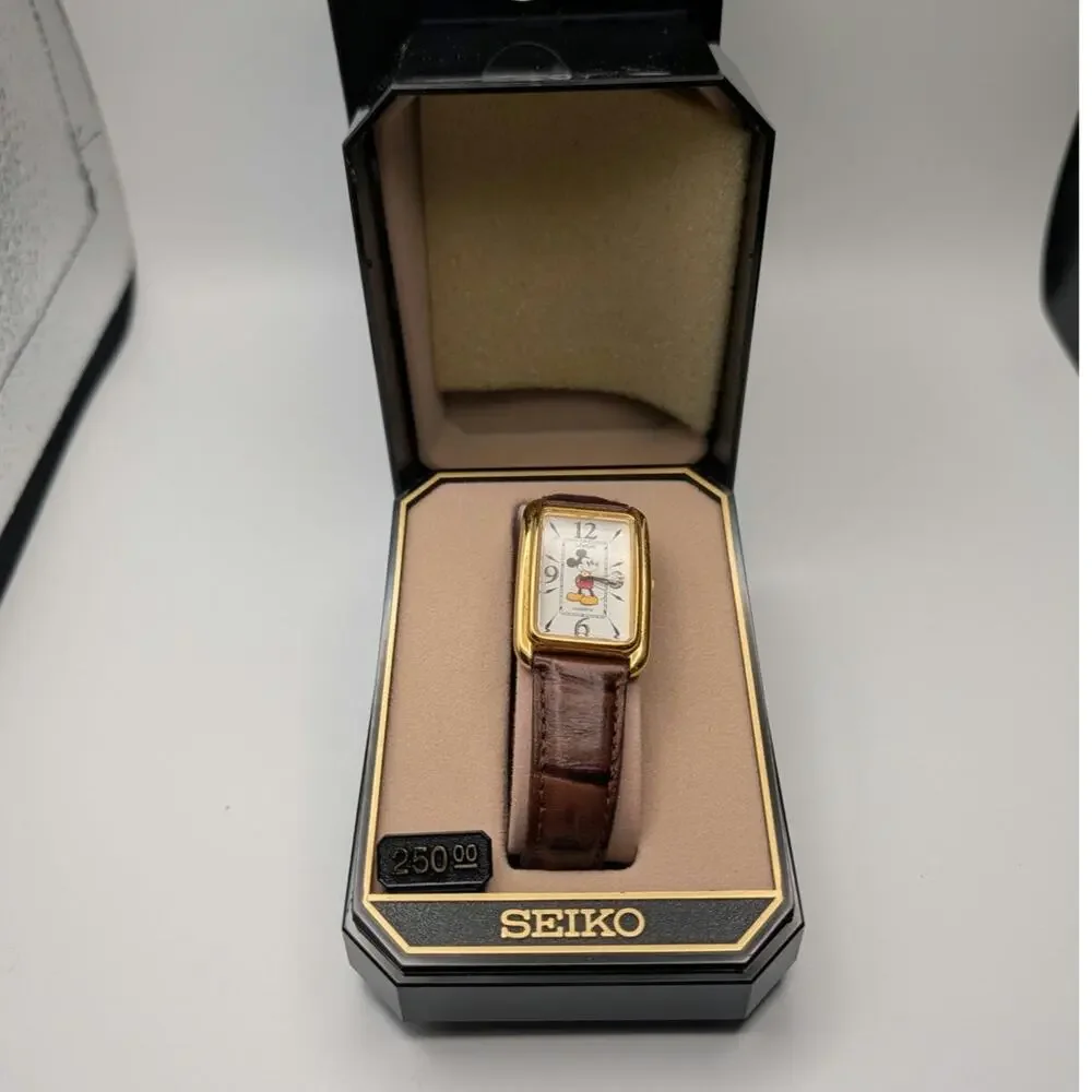 1987 Disney Seiko Mickey Mouse 60th Anniversary Rectangular quartz Watch